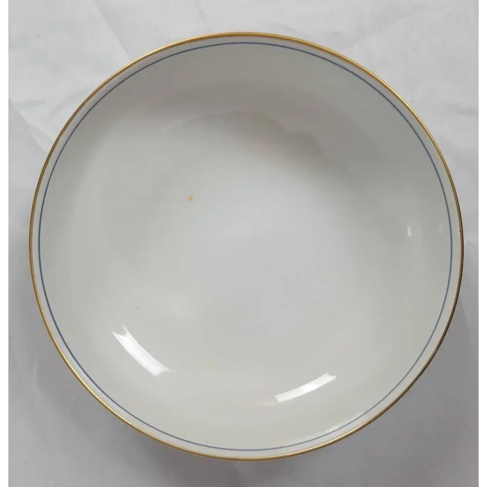 Japanese White China Bowl with Blue Flowers 4.75